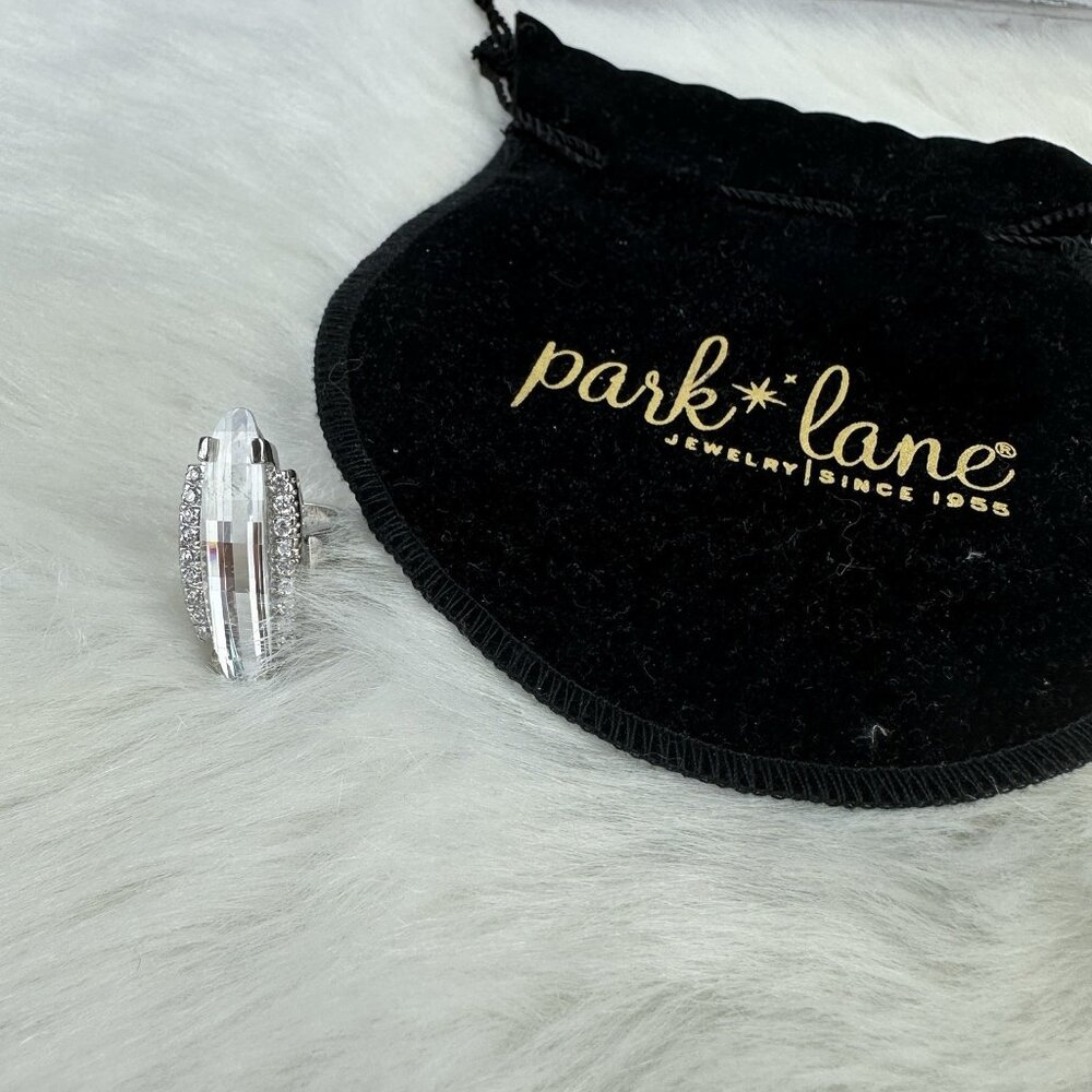 Park Lane RING Silver Tone with Large Rhinestones Size 6 New Without Tags
